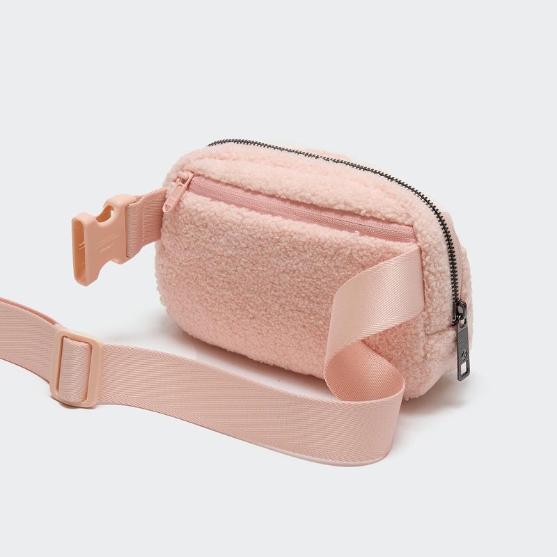 Pander Fanny pack Everywhere Fleece Belt Bag for Women and Men with Adjustable strap Belt, 1L. (Cream Pink) - Image 4